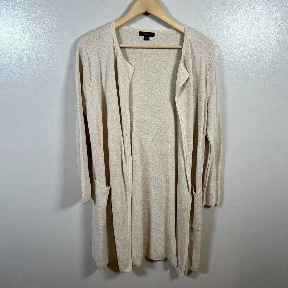 J. Crew Juliette Collarless Sweater Blazer Size Small Linen Blend Minimal Work